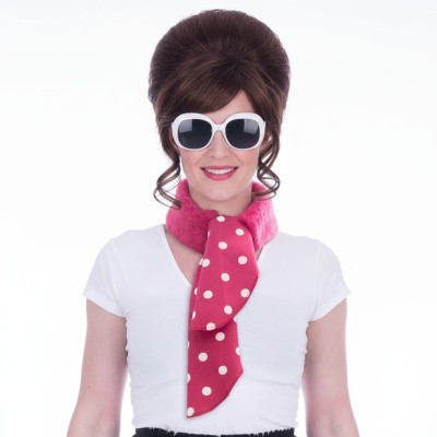 Růžový retro šátek s puntíky