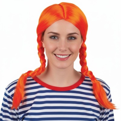 Paruka dámská oranžová s copy