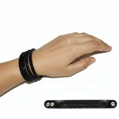 Páskový náramek třpytivý černý