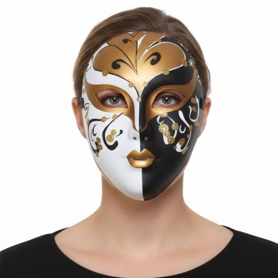 Maska benátská černobílá