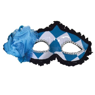 Škraboška maska benátská modro bílá