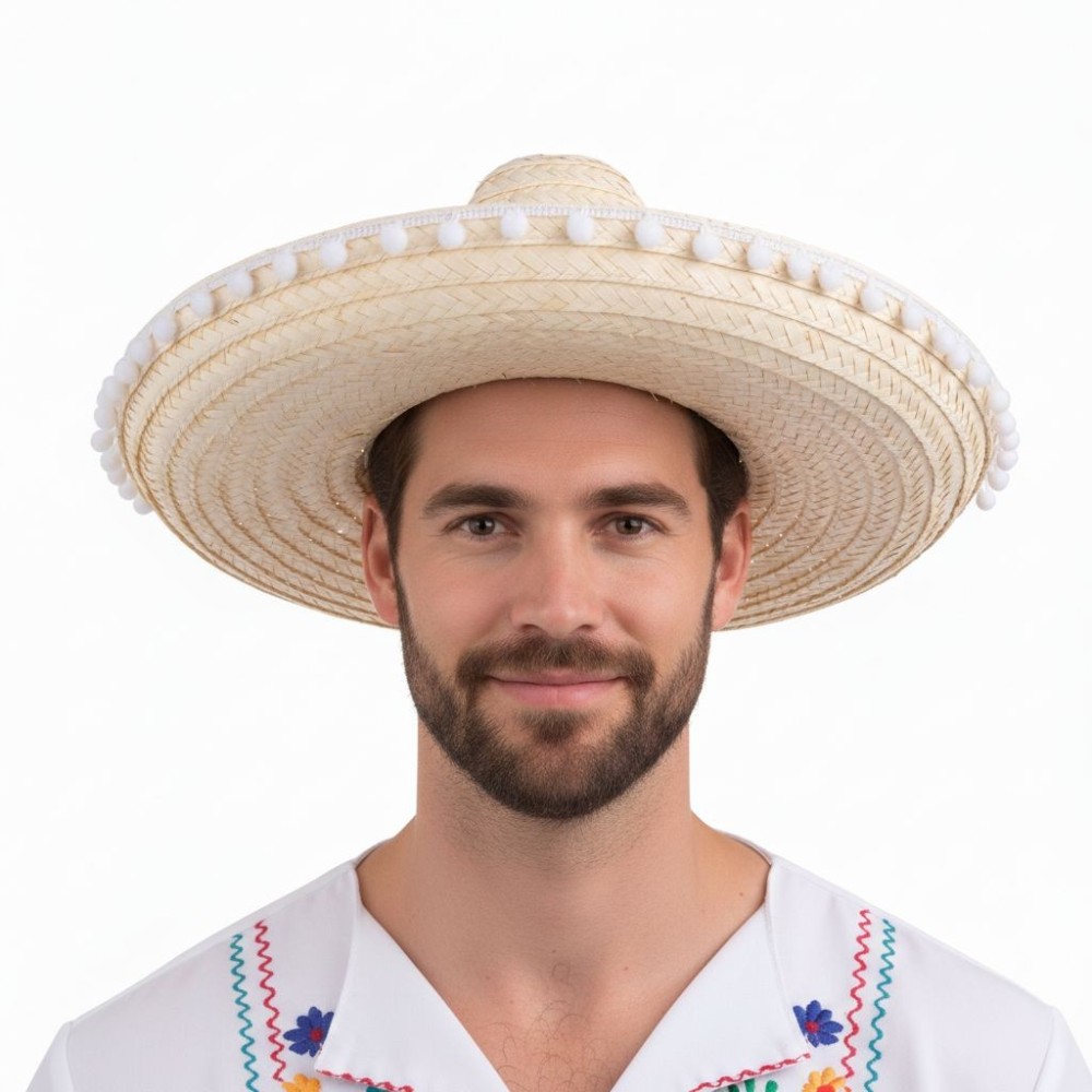 Mexický klobouk sombrero přírodní 45 cm