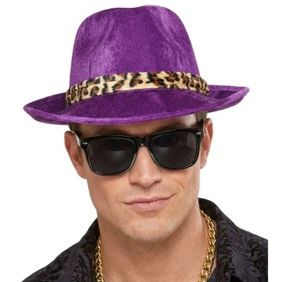 Klobouk fialový s leopardím vzorem