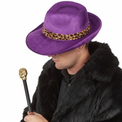 Klobouk fialový s leopardím vzorem