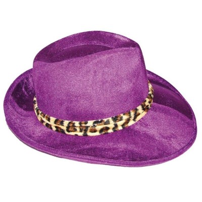 Klobouk fialový s leopardím vzorem