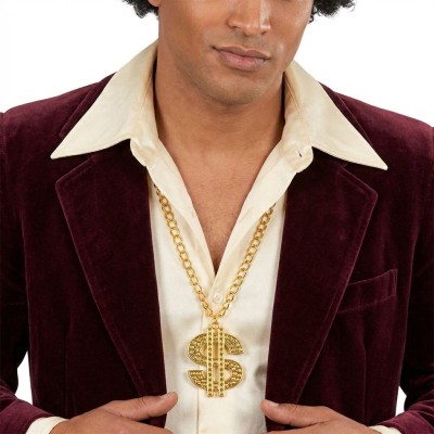 Kovový náhrdelník dolar zlatý