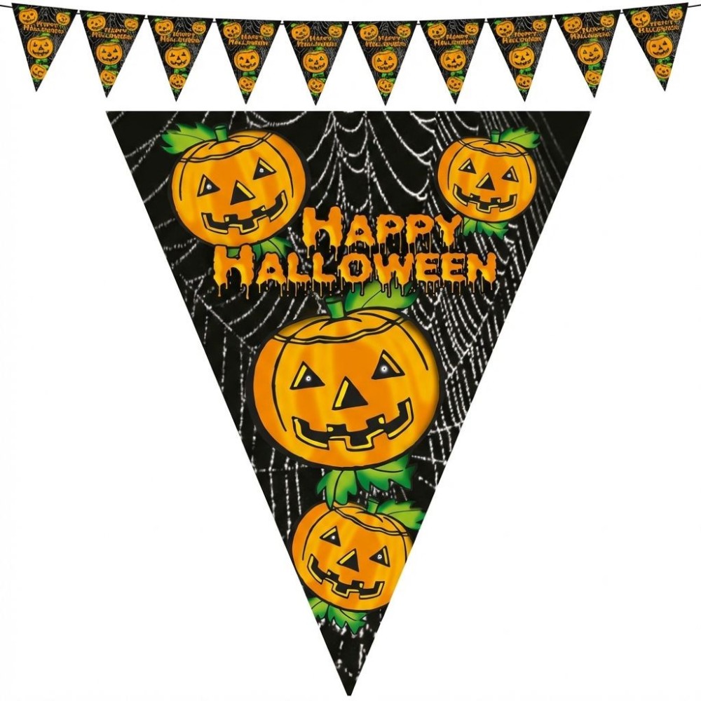 Plastová girlanda vlajková Happy Halloween dýně 5 m