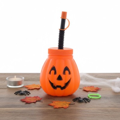 Kelímek s brčkem Halloween dýně