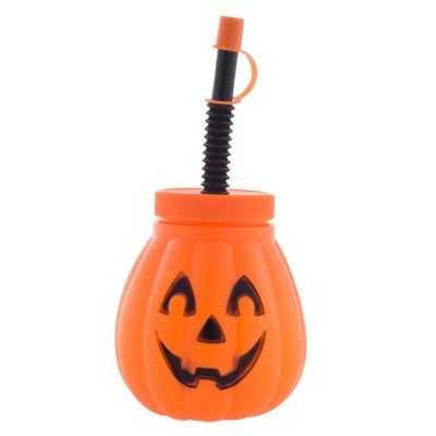 Kelímek s brčkem Halloween dýně