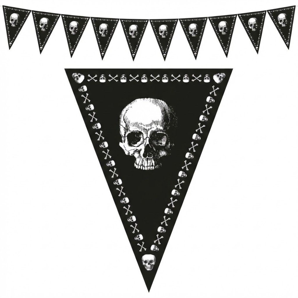 Plastová girlanda vlajková piráti lebka 5m