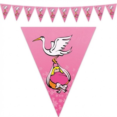 Plastová girlanda vlajková miminko holčička 5m