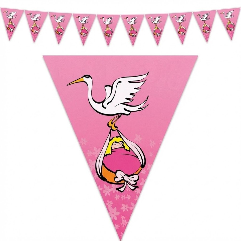 Plastová girlanda vlajková miminko holčička 5m