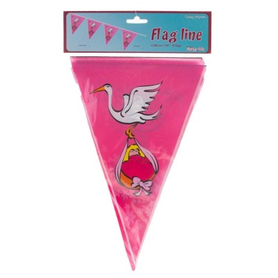 Plastová girlanda vlajková miminko holčička 5m