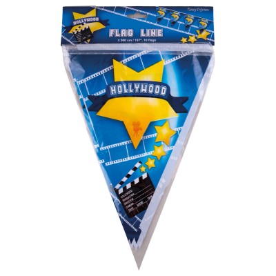 Plastová girlanda vlajková Hollywood film 5m