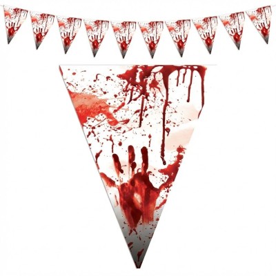 Plastová girlanda vlajková krvavá zombie 5m