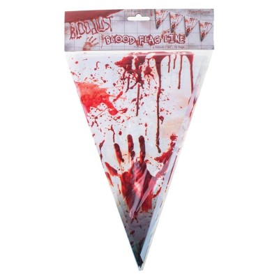 Plastová girlanda vlajková krvavá zombie 5m