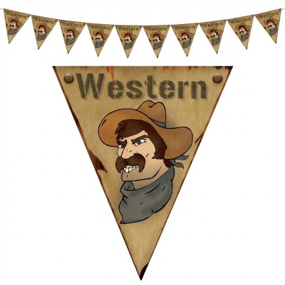Plastová girlanda vlajková Western kovboj 5 m