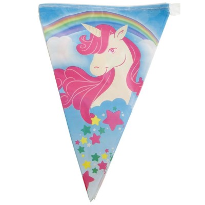 Plastová girlanda vlajková Duhový jednorožec 5m