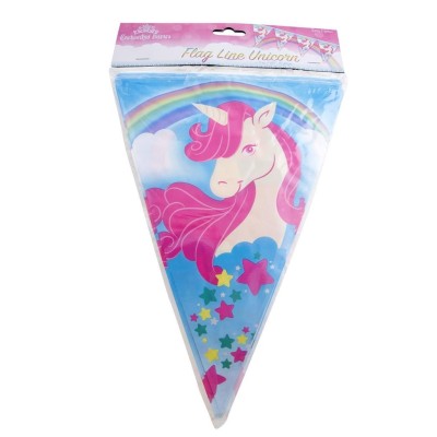 Plastová girlanda vlajková Duhový jednorožec 5m