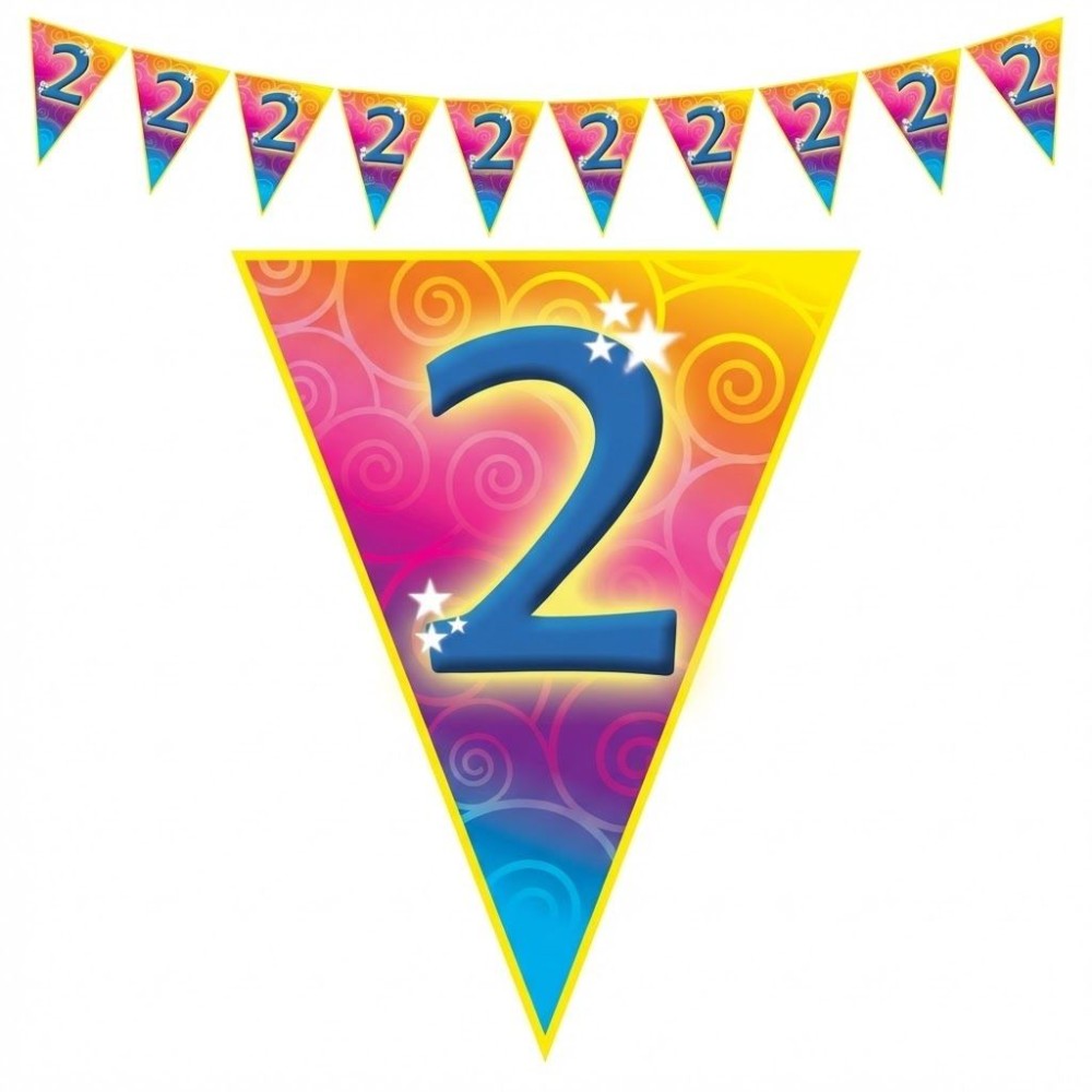 Plastová vlajková narozeninová girlanda s číslem 2 délka 5m