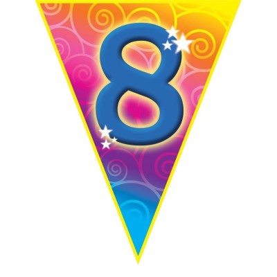 Plastová vlajková narozeninová girlanda číslo 8 délka 5m