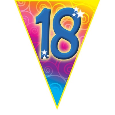 Plastová vlajková narozeninová girlanda číslo 18 délka 5m