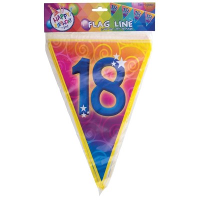 Plastová vlajková narozeninová girlanda číslo 18 délka 5m