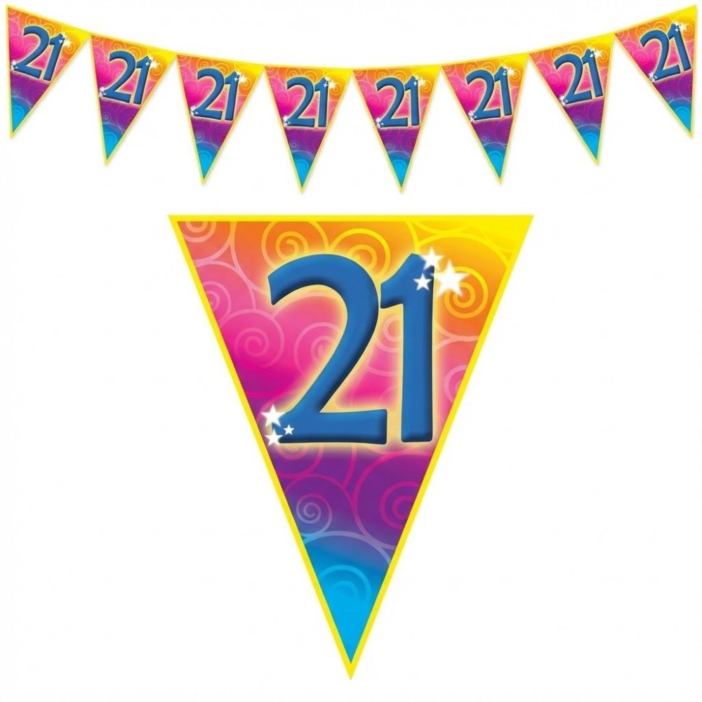 Plastová vlajková narozeninová girlanda s číslem 21 délka 5m
