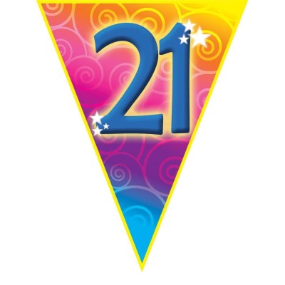 Plastová vlajková narozeninová girlanda číslo 21 délka 5m