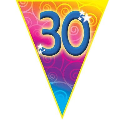Plastová vlajková narozeninová girlanda číslo 30 délka 5m