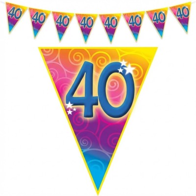 Plastová vlajková narozeninová girlanda číslo 40 délka 5m
