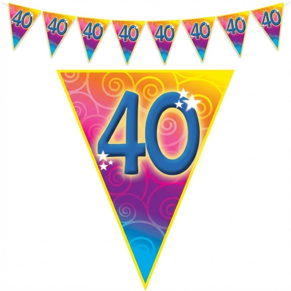 Plastová vlajková narozeninová girlanda číslo 40 délka 5m