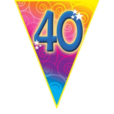 Plastová vlajková narozeninová girlanda číslo 40 délka 5m