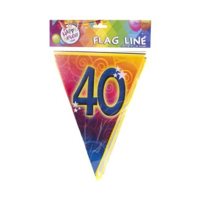 Plastová vlajková narozeninová girlanda číslo 40 délka 5m