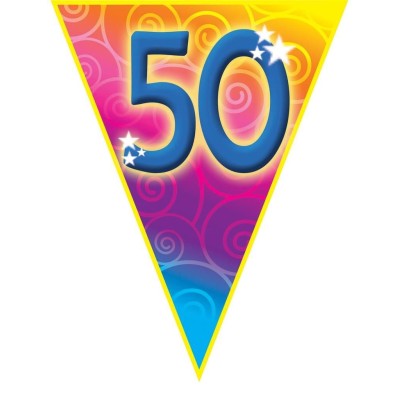 Plastová vlajková narozeninová girlanda číslo 50 délka 5m