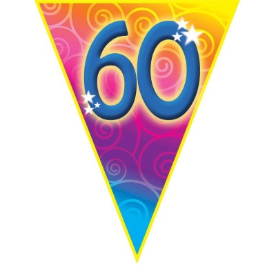 Plastová vlajková narozeninová girlanda číslo 60 délka 5m