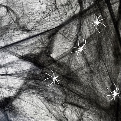 Umělá pavučina černá a pavouci 60g