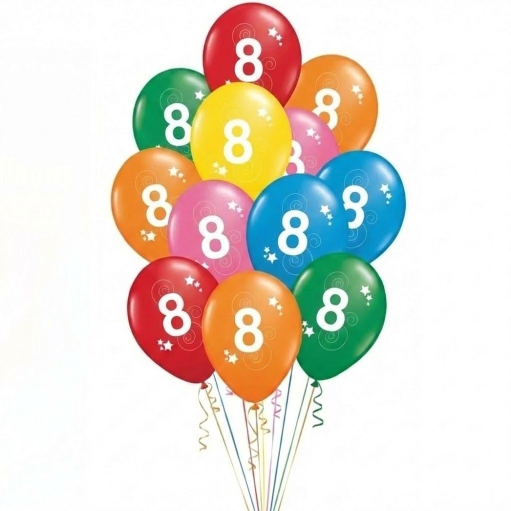 Latexové balónky číslo 8 mix barev 12ks