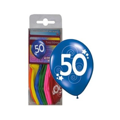 Latexové balónky číslo 50 mix barev 12ks
