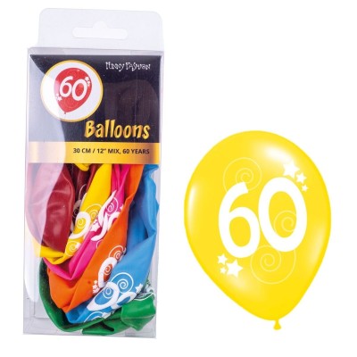 Latexové balónky číslo 60 mix barev 12ks