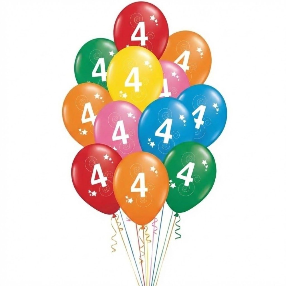 Latexové balónky číslo 4 mix barev 12ks