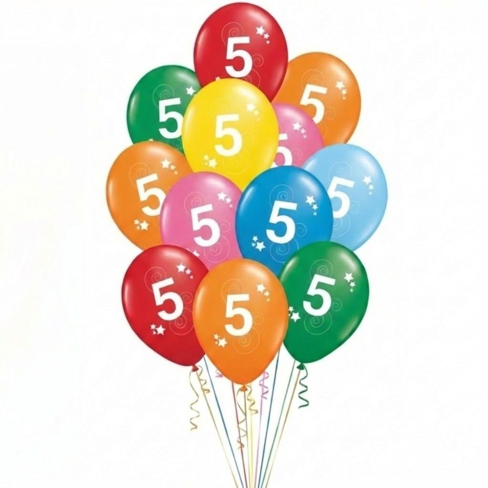 Latexové balónky číslo 5 mix barev 12ks