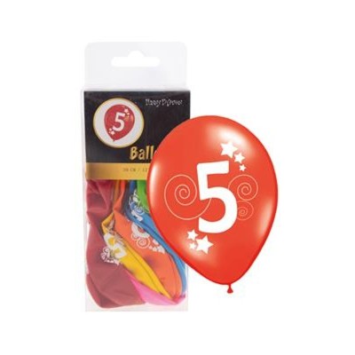 Latexové balónky číslo 5 mix barev 12ks