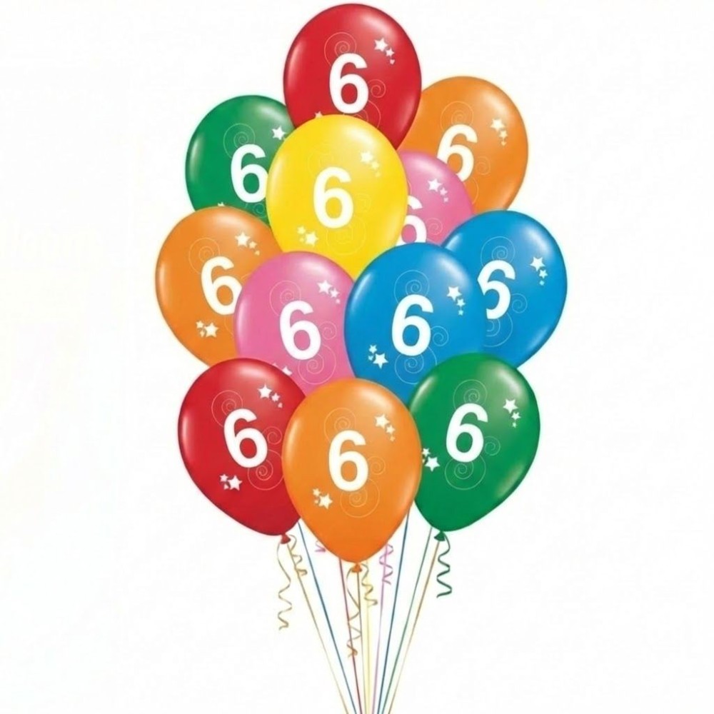 Latexové balónky číslo 6 mix barev 12ks