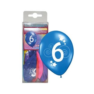 Latexové balónky číslo 6 mix barev 12ks