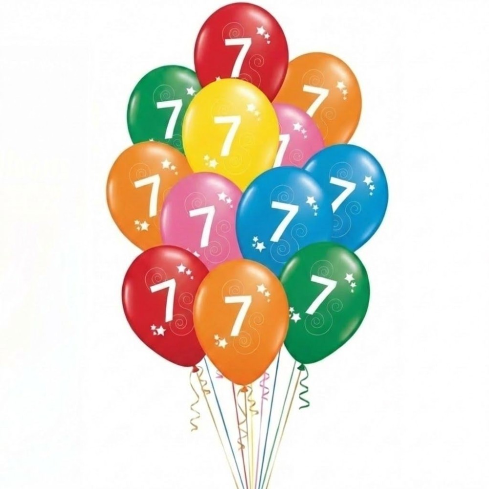 Latexové balónky číslo 7 mix barev 12ks