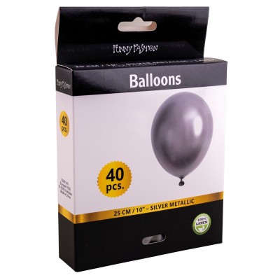 Latexové balónky stříbrné metalické lesklé 40ks