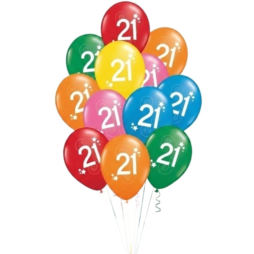 Latexové balónky číslo 21 mix barev 12ks