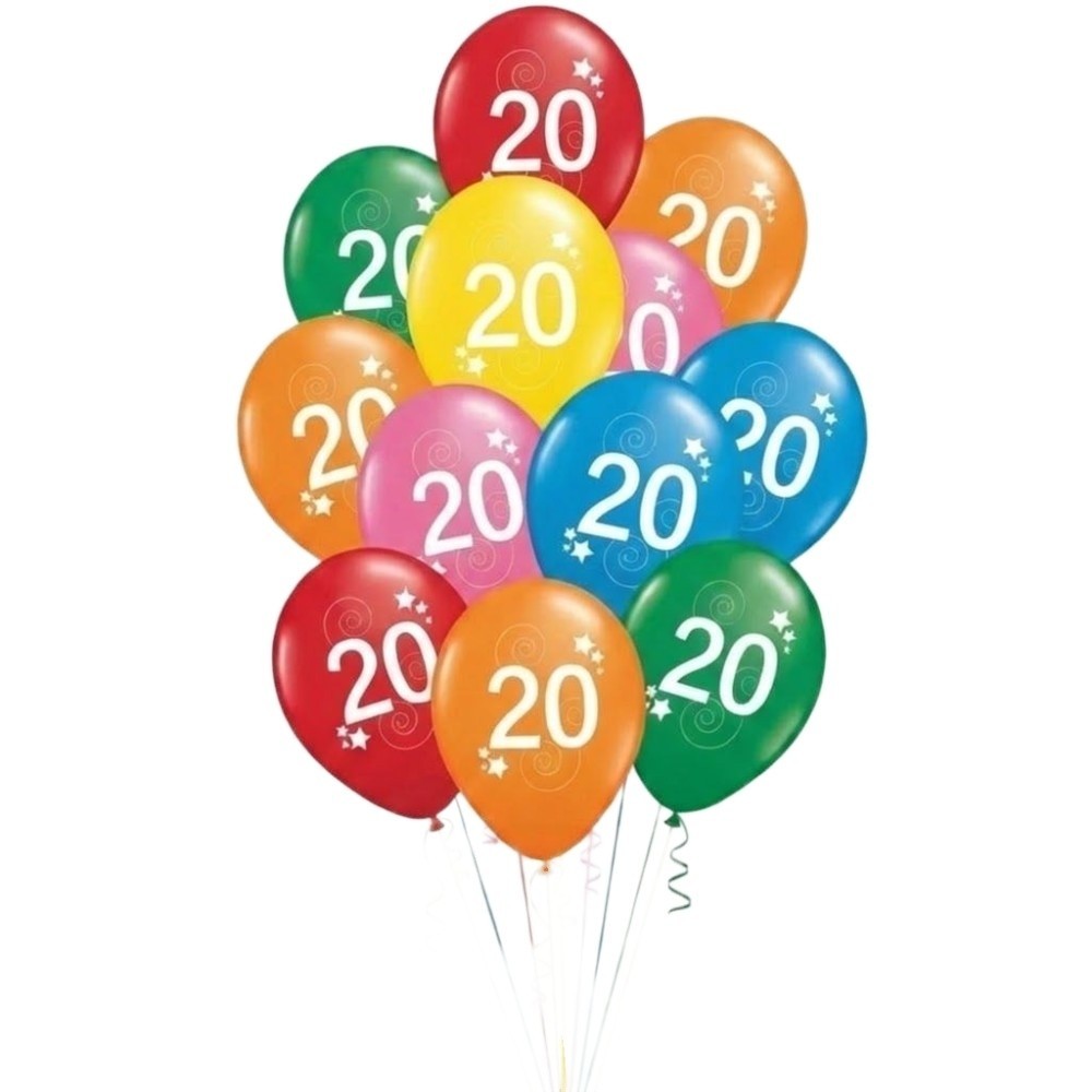 Latexové balónky číslo 20 mix barev 12ks