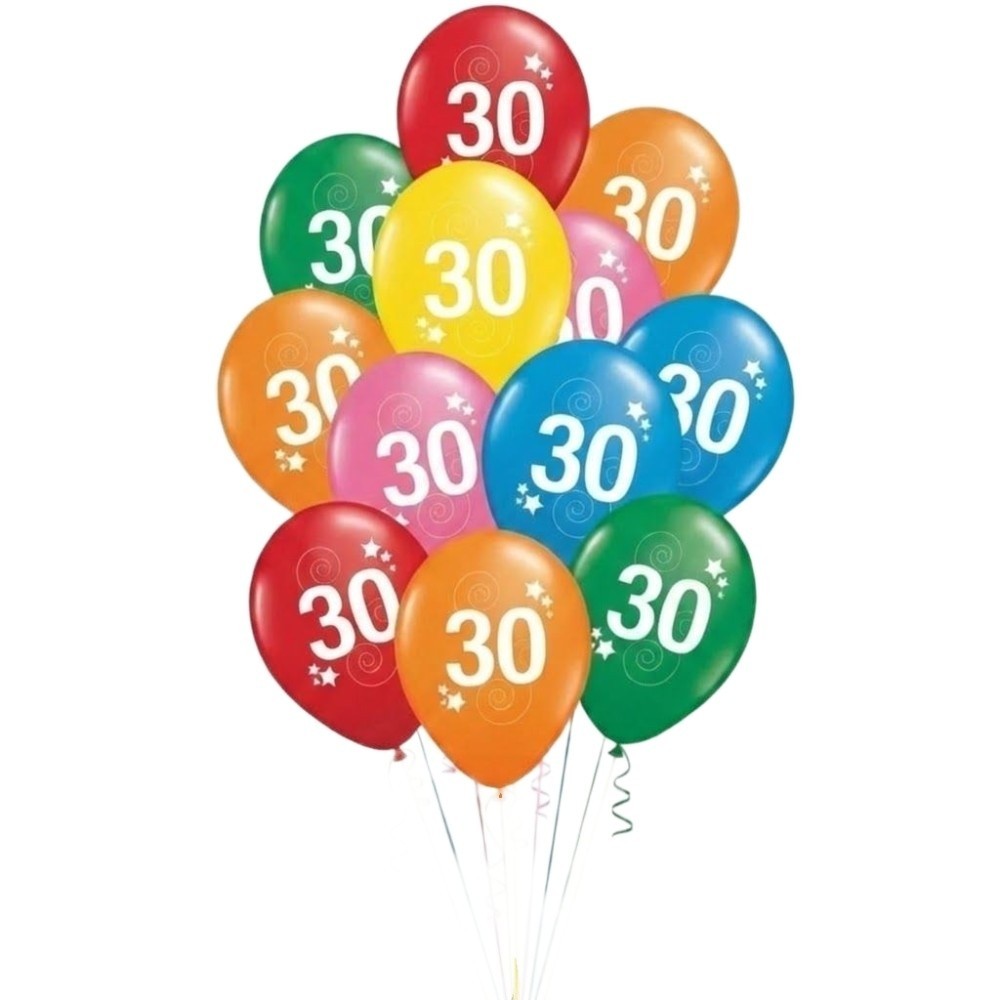 Latexové balónky číslo 30 mix barev 12ks